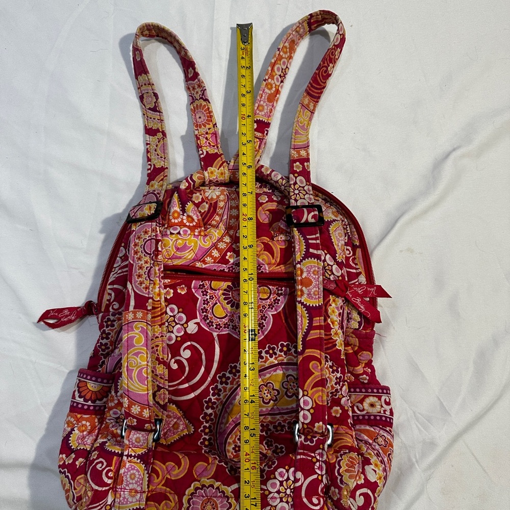 Vera Bradley Red Paisley Quilted Backpack Purse Crossbody Bag - Picture 9 of 14